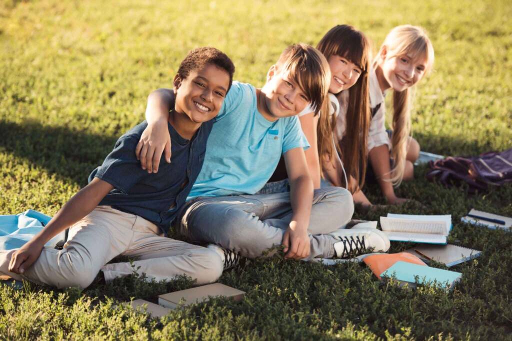 happy children in garden