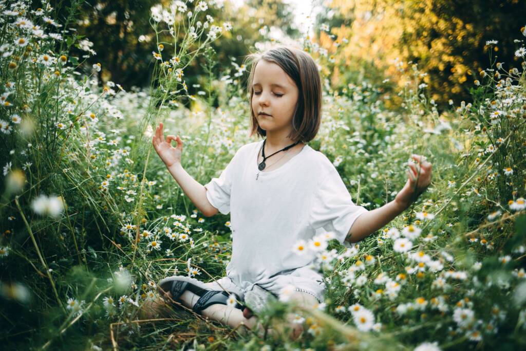 girl doing yoga and meditation